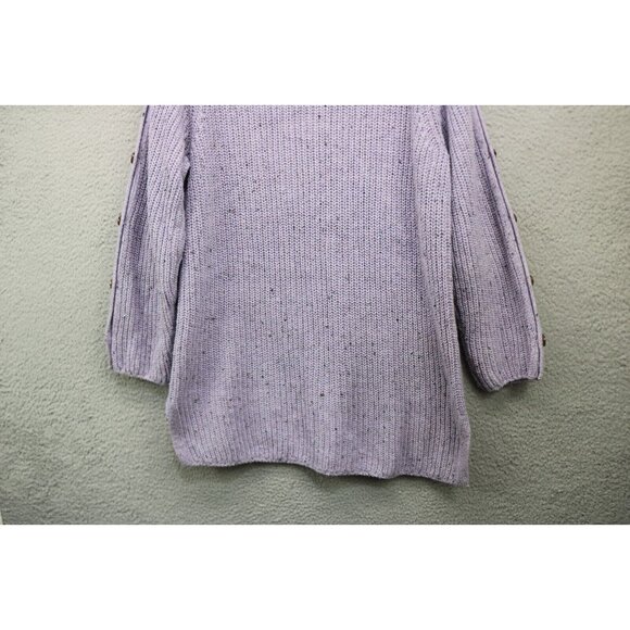 Soft Surroundings Boat Neck Purple Sweater-Large-Button Up Sleeves-Wool & Silk - Picture 13 of 13